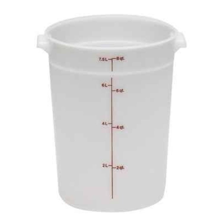 CAMBRO CONTAINER FOOD STORAGE 8 QUARTS WHITE POLYETHYLENE ROUND