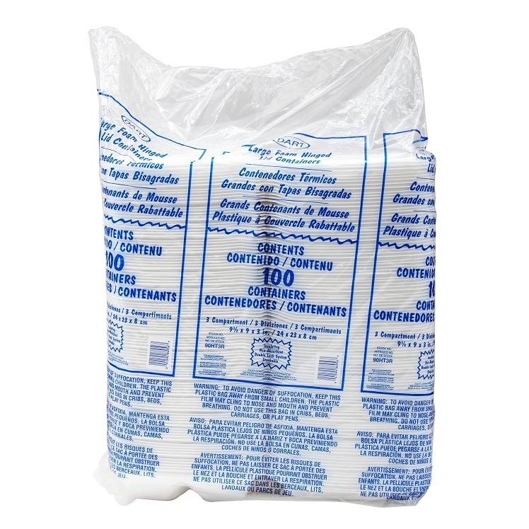 DART 9X9 3 CPMT FOAM HINGED CONTAINER