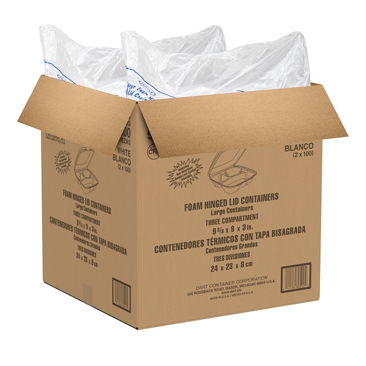 DART 9X9 3 CPMT FOAM HINGED CONTAINER