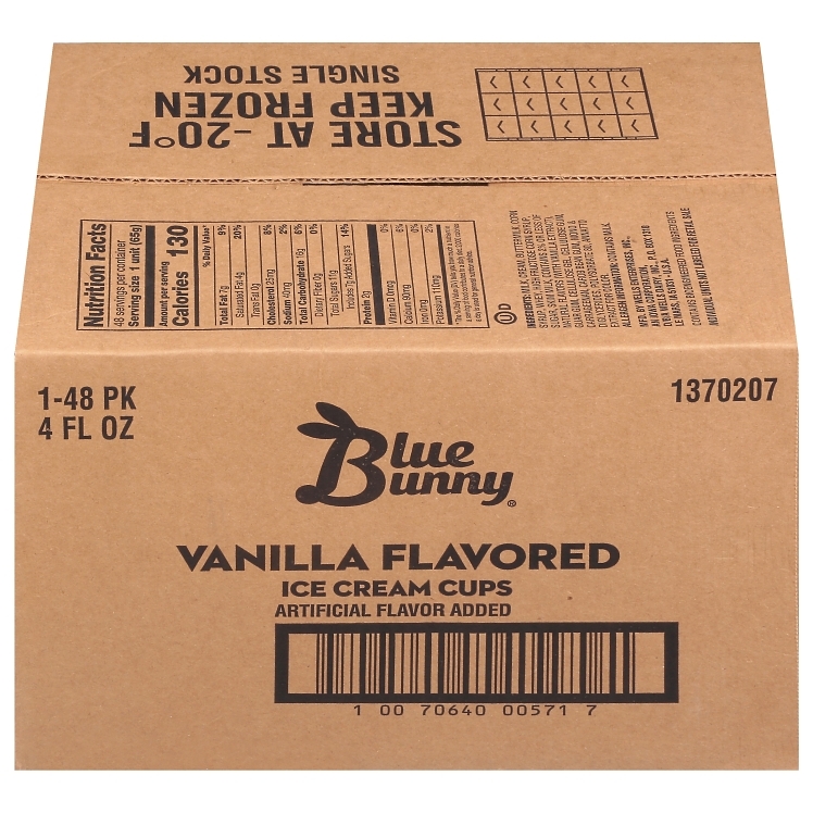 BLUE BUNNY ICE CREAM CUPS VANILLA FROZEN 48/4OZ