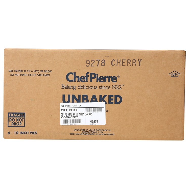 CHEF PIERRE CHERRY DEEP DISH HI PIE 10 INCHES RAW UNSLICED