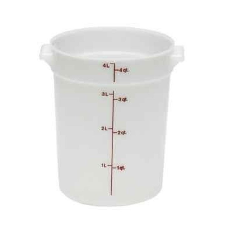 CAMBRO CONTAINER FOOD STORAGE 4 QUART WHITE POLYETHYLENE ROUND