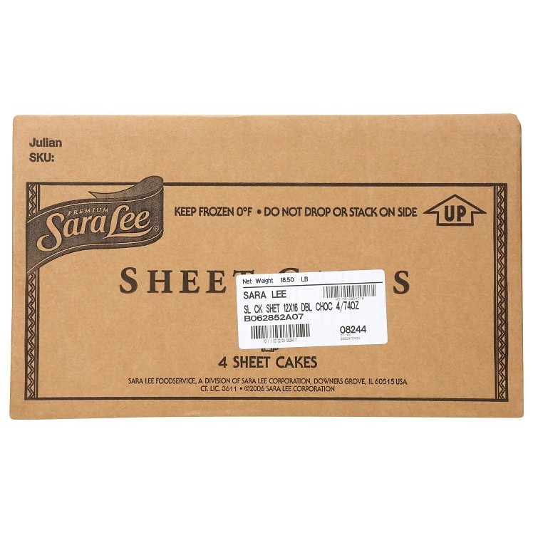 SARA LEE CHOCOLATE CAKE HALF SHEET ICED UNSLICED