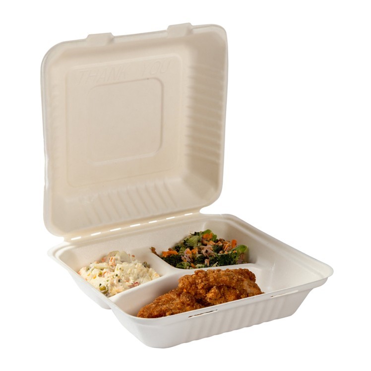 PRIME WARE FIBER 3 COMPARTMENT CONTAINER 9 INCH