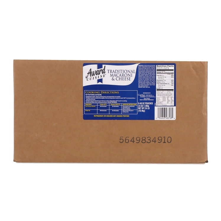 AWARD CUISINE MACARONI AND CHEESE BOIL IN BAG FROZEN 8/3LB