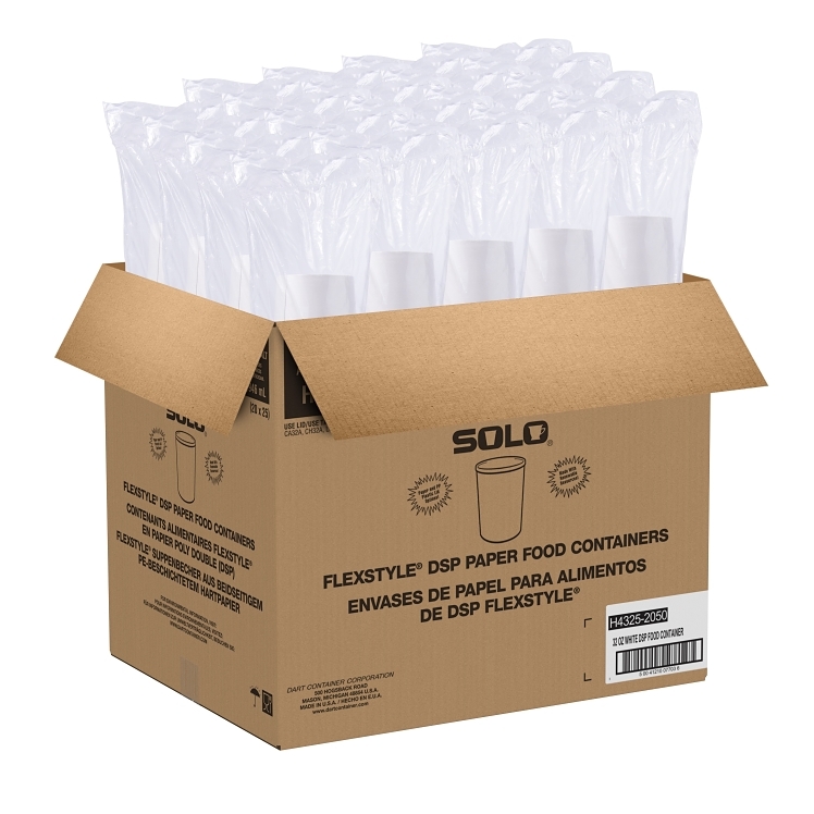 SOLO 32OZ FLEXSTYLE DSP PAPER FOOD CONTAINER WHITE