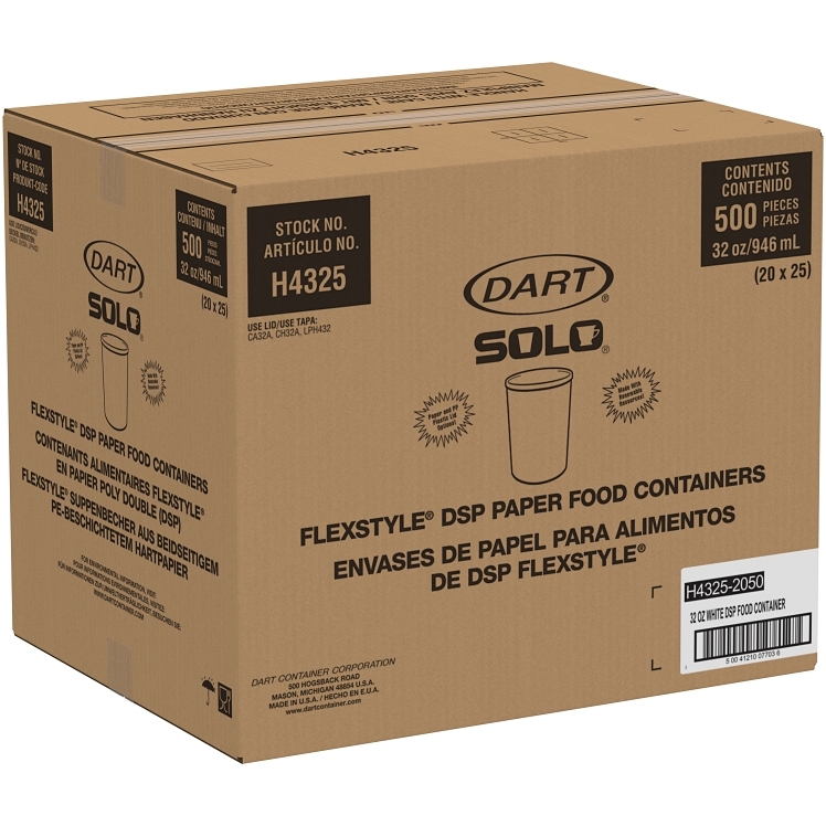 SOLO 32OZ FLEXSTYLE DSP PAPER FOOD CONTAINER WHITE