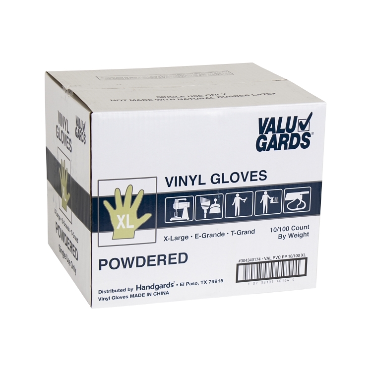 VALUGARDS EXTRA LARGE POWDERED VINYL GLOVES