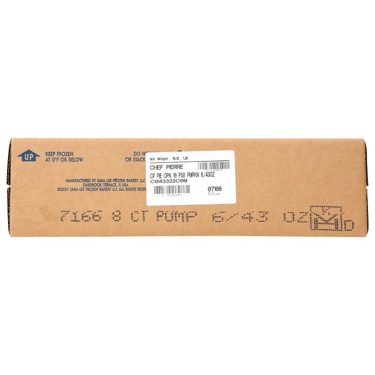 CHEF PIERRE PUMPKIN PIE TRADITIONAL PRE-BAKED 8 SLICES