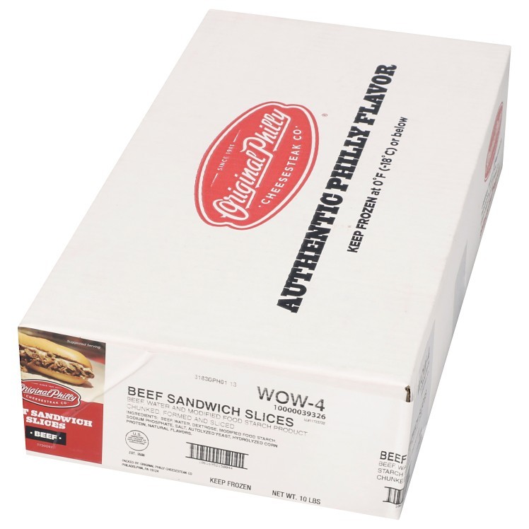PHILADELPHIA CHEESESTEAK BEEF PHILLY FLAT SEASONED RAW FROZEN 4 OZ SLICED