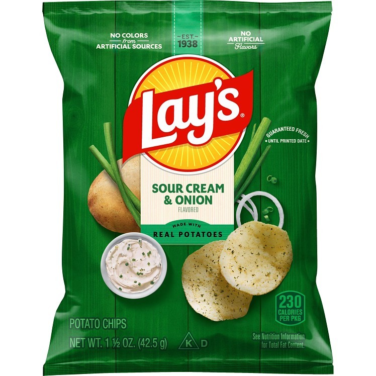 FRITO LAY LAY'S SOUR CREAM AND ONION POTATO CHIPS