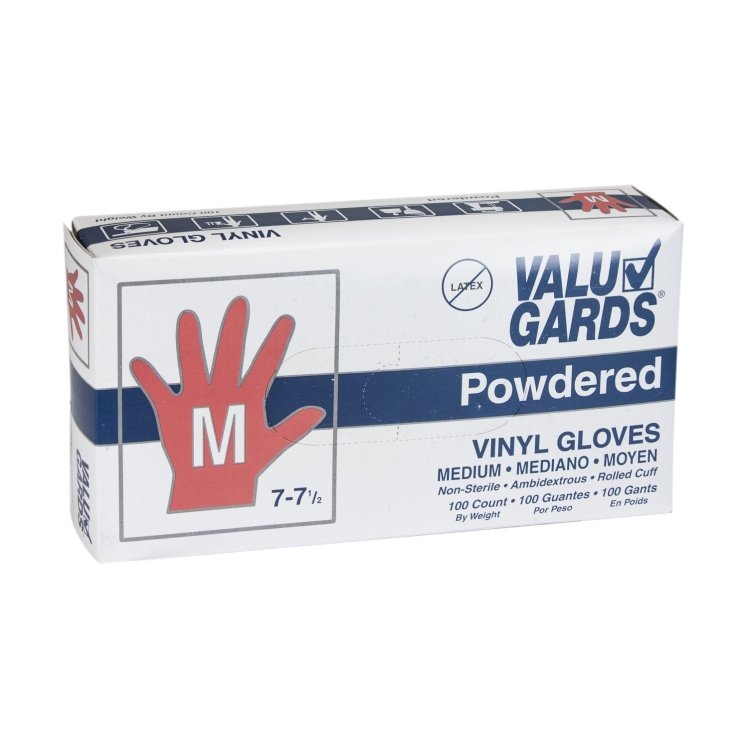 VALUGARDS MEDIUM POWDERED VINYL GLOVES