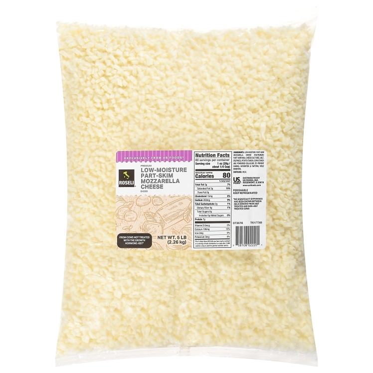 ROSELI OW MOISTURE MOZZARELLA CHEESE LOW MOISTURE PART SKIM DICED