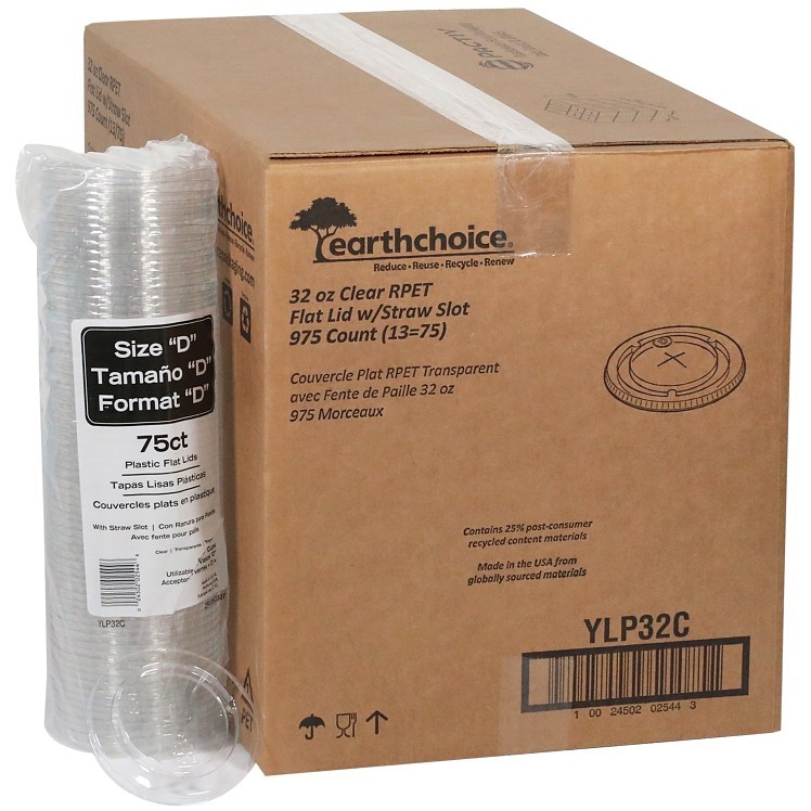 PACTIV FLAT LIDS W/ STRAW SLOT FOR 32 OZ CUPS