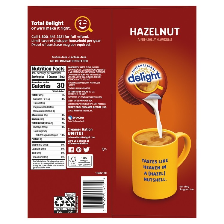 INTERNATIONAL DELIGHT CREAMERS HAZELNUT
