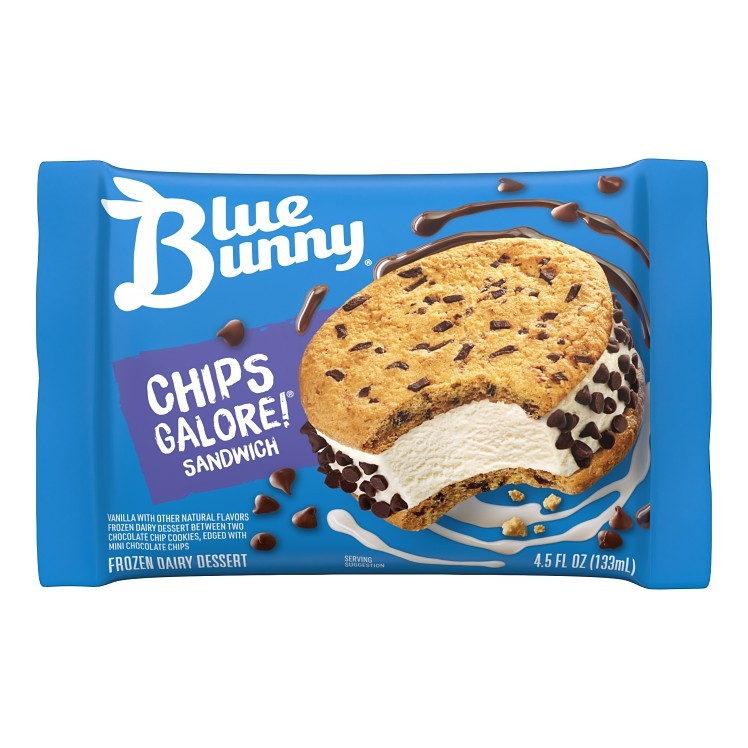 BLUE BUNNY VANILLA CHIPS ICE CREAM SANDWICH