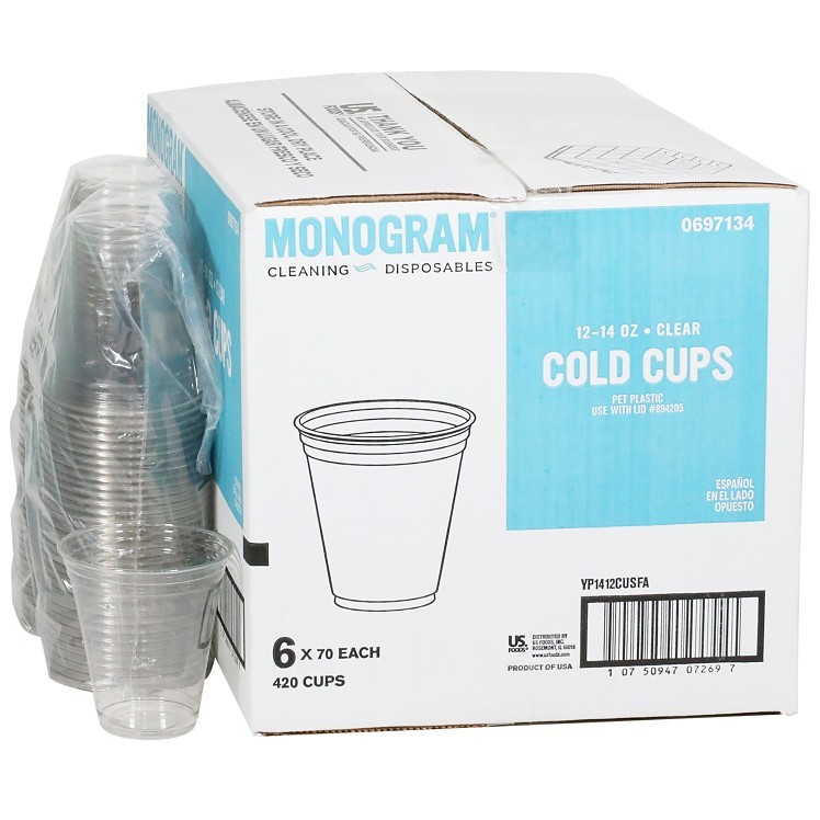 MONOGRAM 12-14 OUNCE CLEAR PET PLASTIC COLD CUP