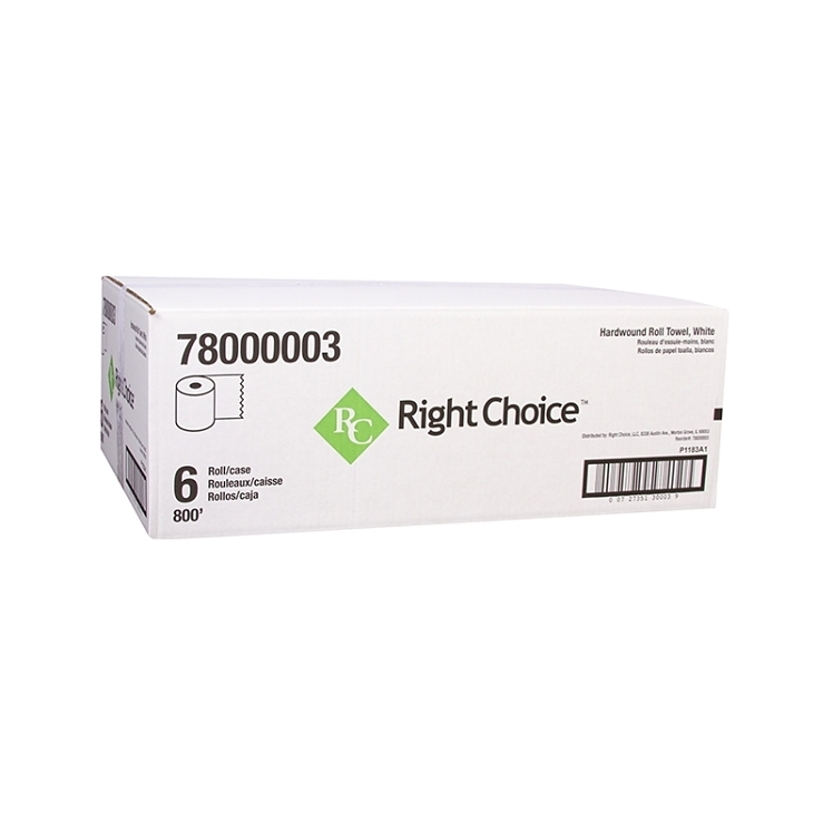 Right Choice Paper Towel 7.88x800' Perforated Roll 1 Ply White