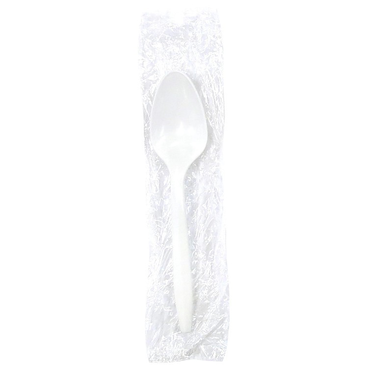 CRYSTAL WARE WHITE MEDIUM WEIGHT POLYPROPYLENE WRAPPED TEASPOON