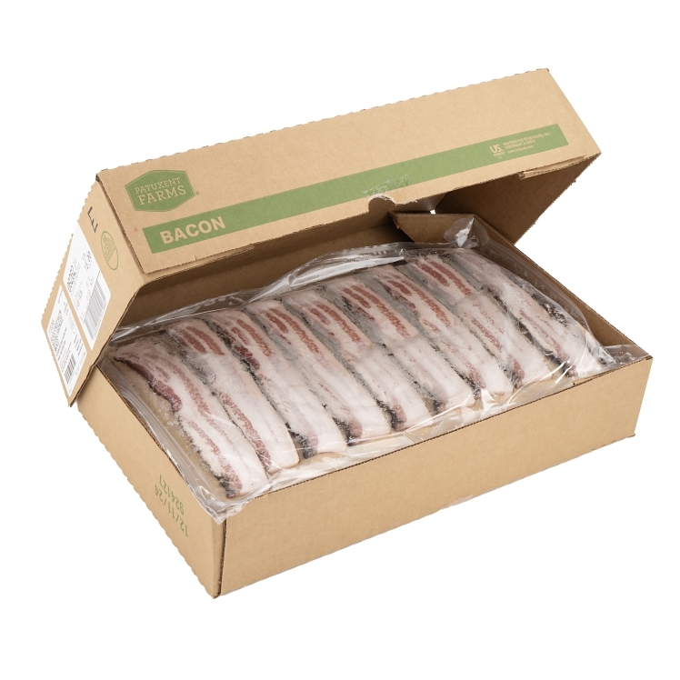 PATUXENT BACON SLICED 10-14 CT SLICED LAID OUT SMOKED BLACK