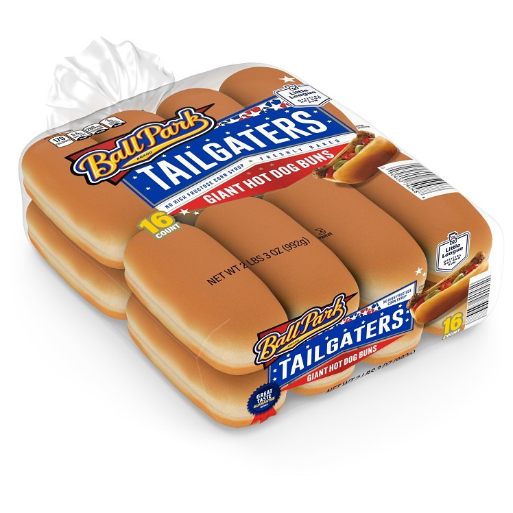 BALL PARK TAILGATERS GIANT HOT DOG BUNS 16P 35OZ