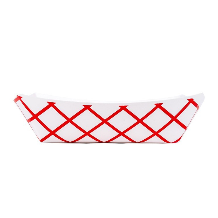 JOVIALS 1 LB RED CHECKERED CLAY COATED PAPER FOOD TRAY #100
