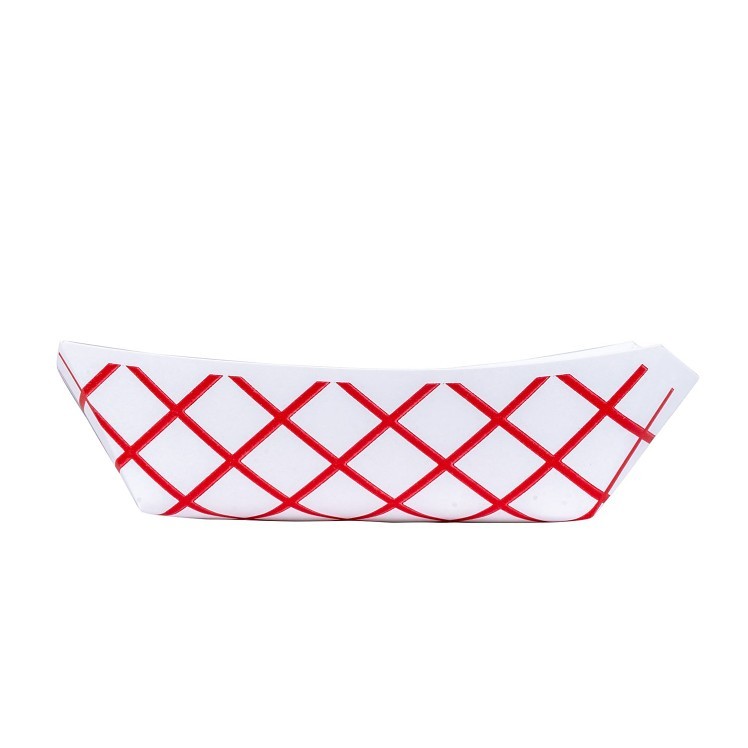 JOVIALS 0.5 LB RED CHECKERED CLAY COATED PAPER FOOD TRAY #50