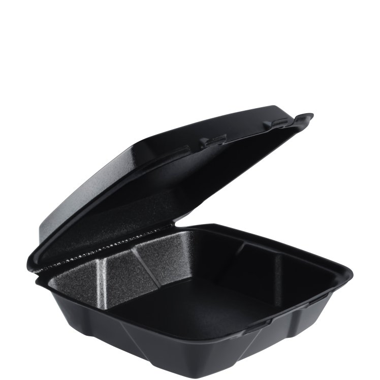 DART 9x9 1 CPMT BLACK FOAM HINGED CONTAINER