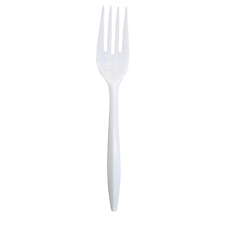 CRYSTALWARE MEDIUM WEIGHT WHITE POLYPROPYLENE PLASTIC FORK