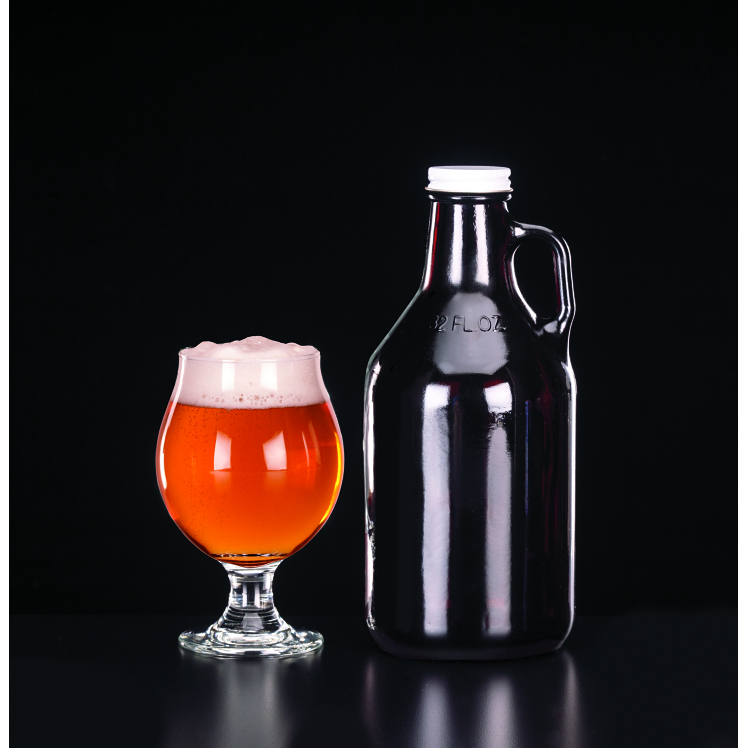 LIBBEY GLASS AMBER GROWLER WITH LID 64OZ